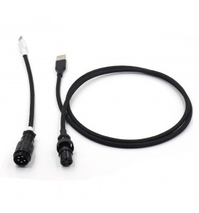  5PIN male GX16 Aviation plug to Type-c  and usb to 5pin gx16  female wire cable set black 